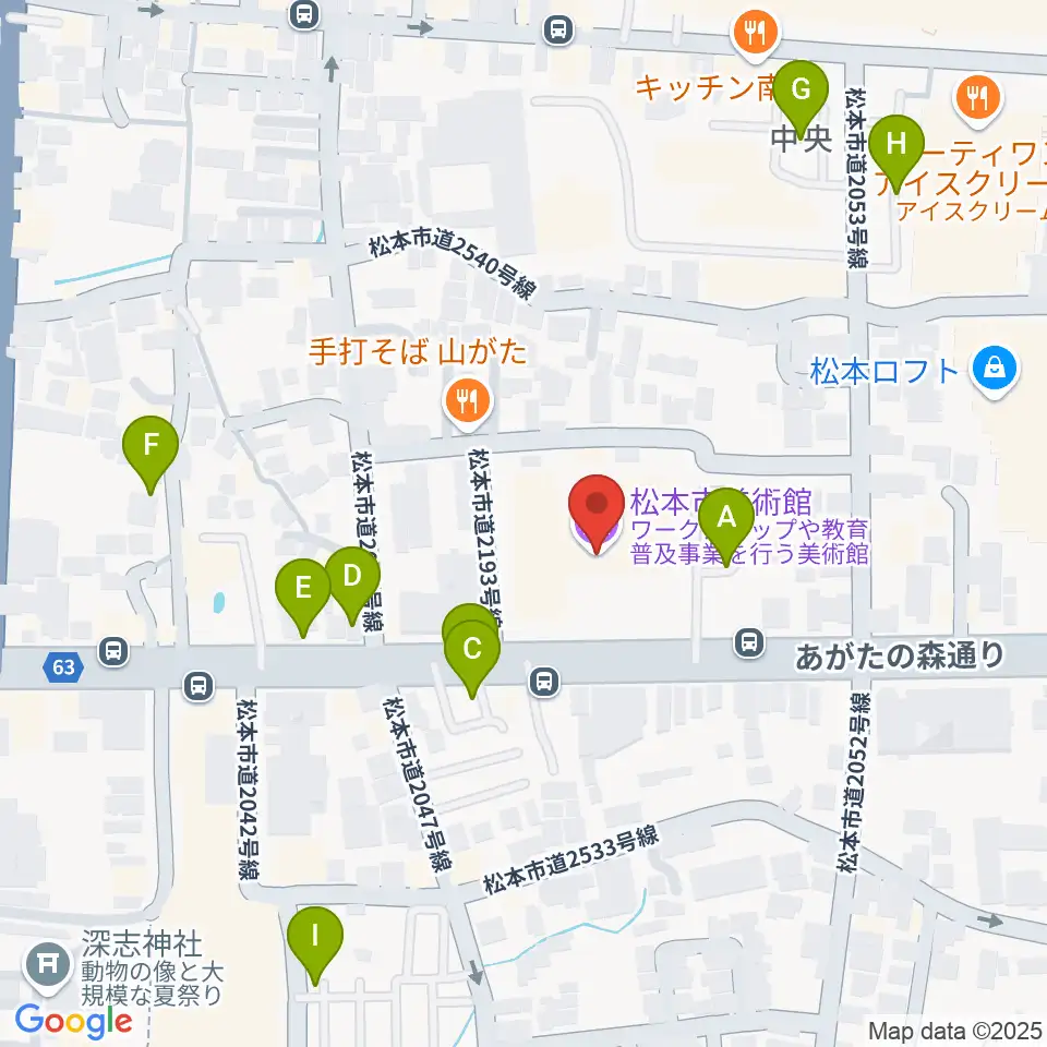 松本市美術館周辺の駐車場・コインパーキング一覧地図