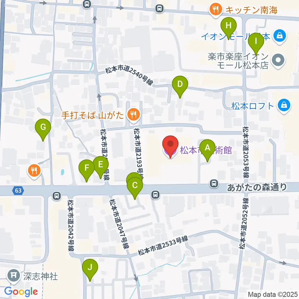 松本市美術館周辺の駐車場・コインパーキング一覧地図