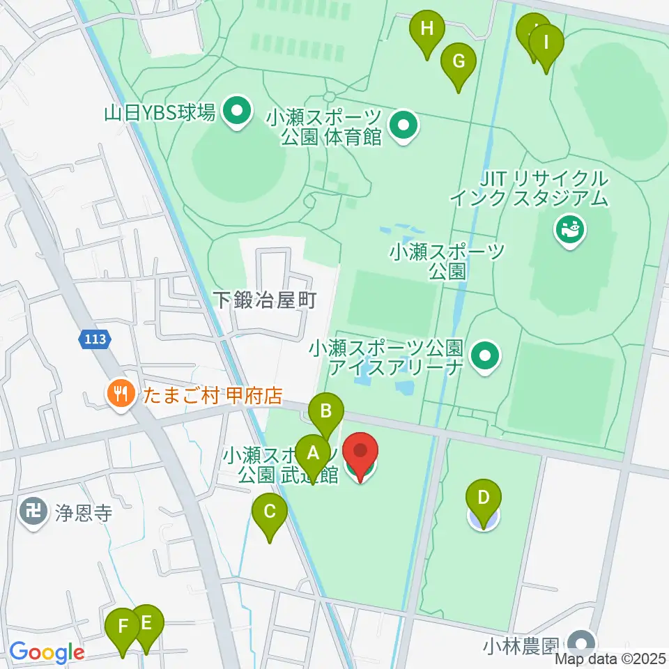 小瀬スポーツ公園武道館周辺の駐車場・コインパーキング一覧地図
