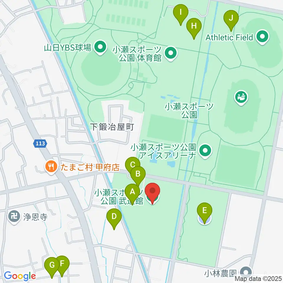 小瀬スポーツ公園武道館周辺の駐車場・コインパーキング一覧地図