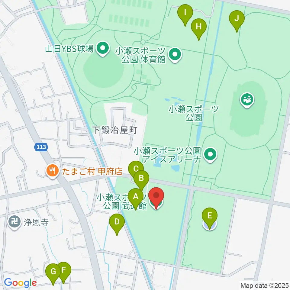 小瀬スポーツ公園武道館周辺の駐車場・コインパーキング一覧地図