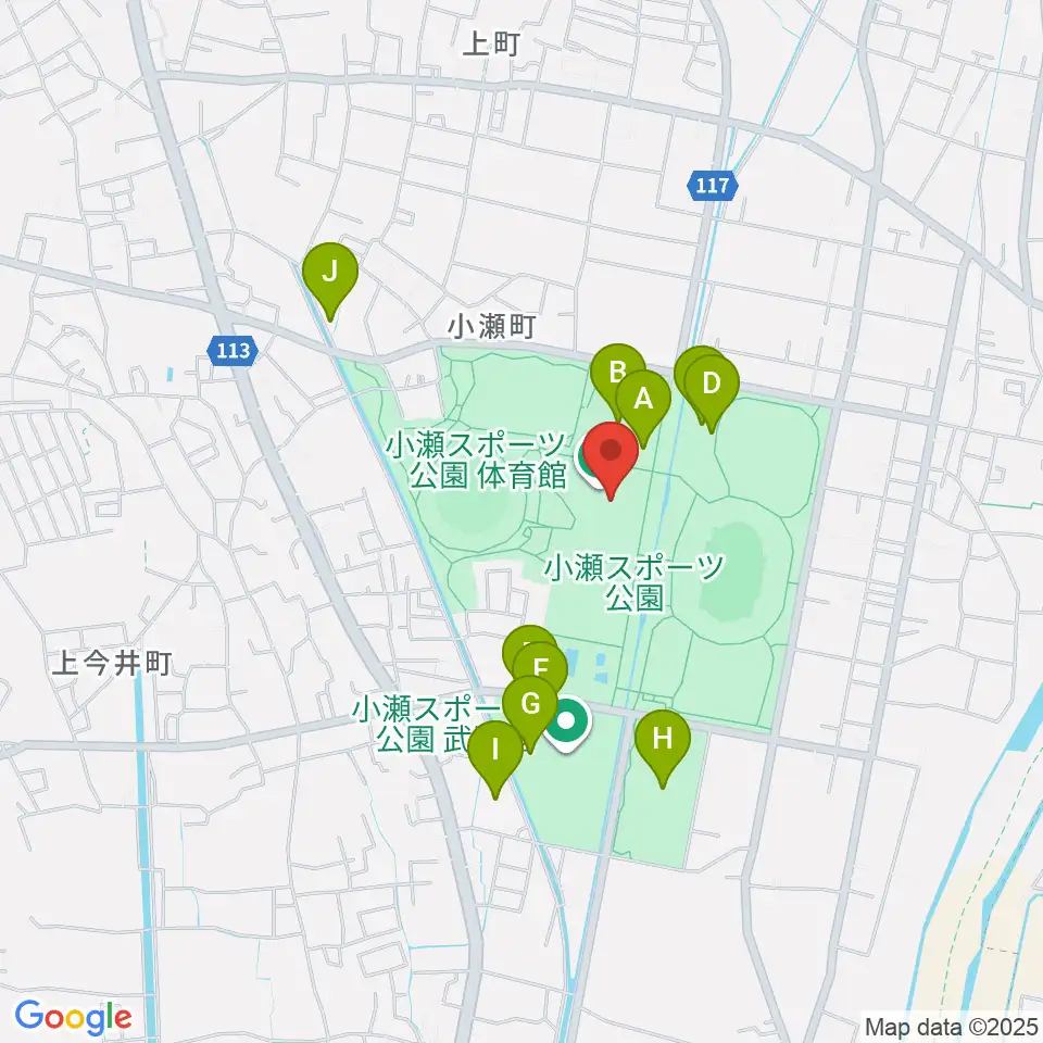 小瀬スポーツ公園体育館周辺の駐車場・コインパーキング一覧地図