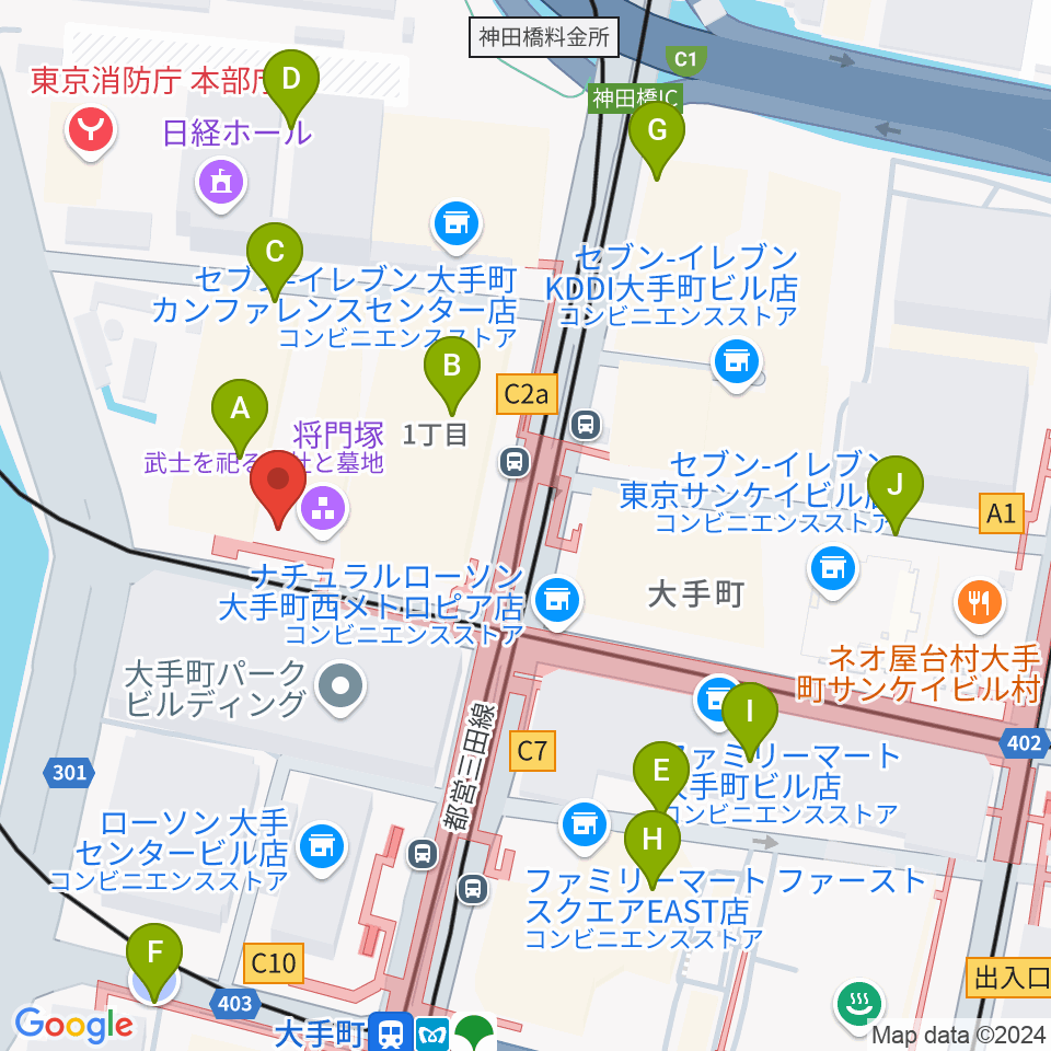 大手町三井ホール周辺の駐車場・コインパーキング一覧地図