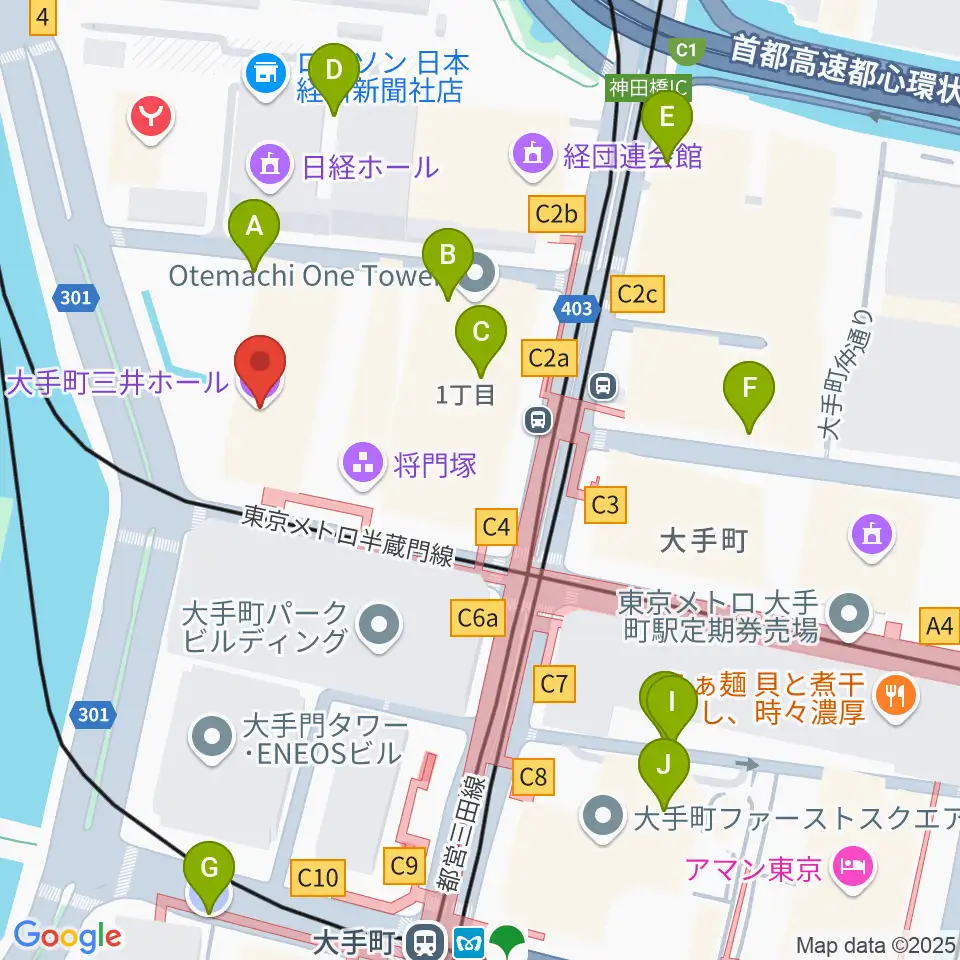大手町三井ホール周辺の駐車場・コインパーキング一覧地図