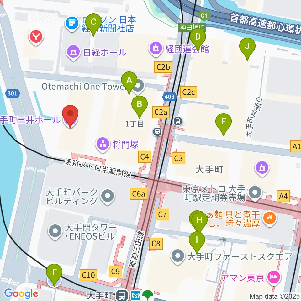 大手町三井ホール周辺の駐車場・コインパーキング一覧地図