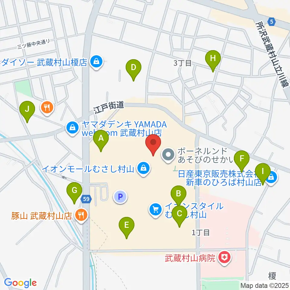 島村楽器 イオンモールむさし村山店周辺の駐車場・コインパーキング一覧地図