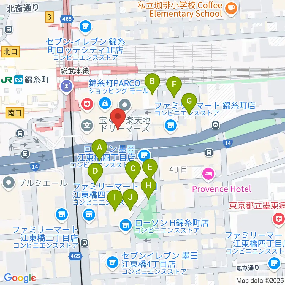 島村楽器 錦糸町パルコ店周辺の駐車場・コインパーキング一覧地図