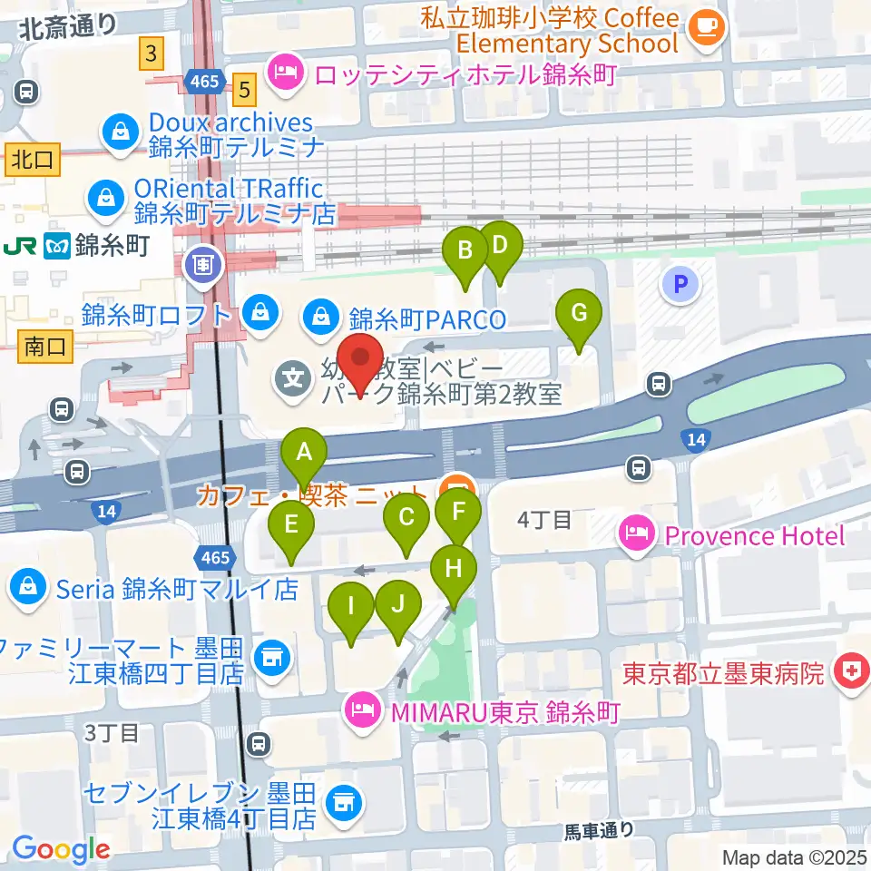 島村楽器 錦糸町パルコ店周辺の駐車場・コインパーキング一覧地図