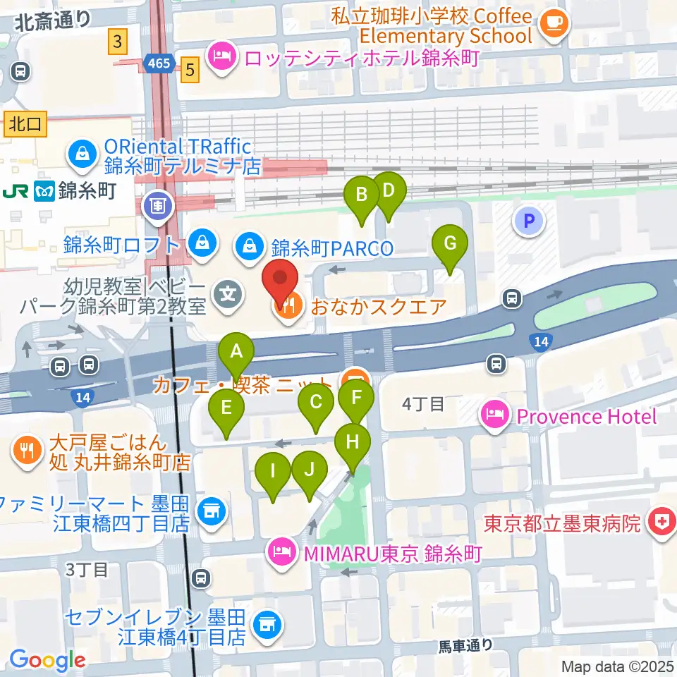 島村楽器 錦糸町パルコ店周辺の駐車場・コインパーキング一覧地図