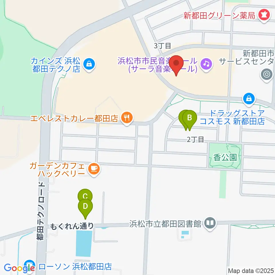 サーラ音楽ホール周辺の駐車場・コインパーキング一覧地図