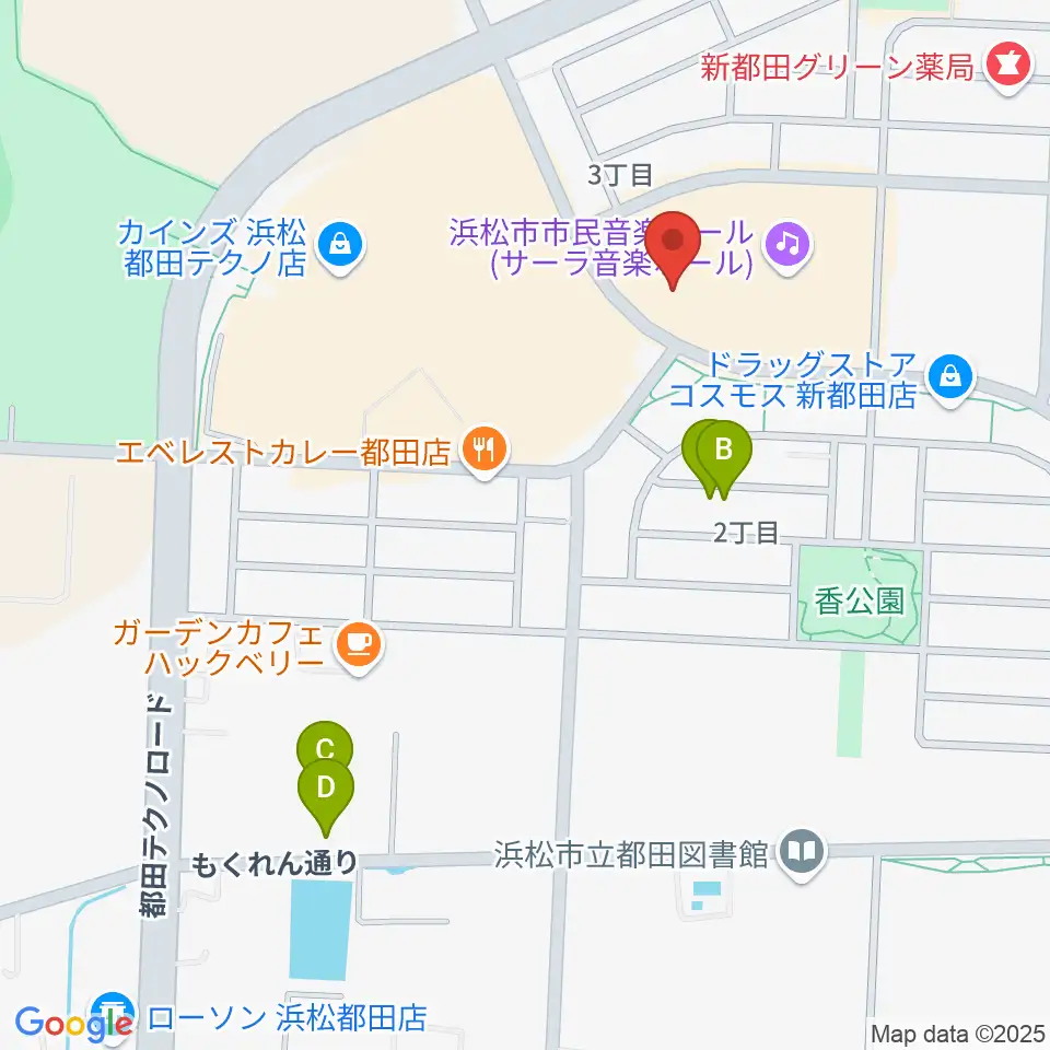 サーラ音楽ホール周辺の駐車場・コインパーキング一覧地図