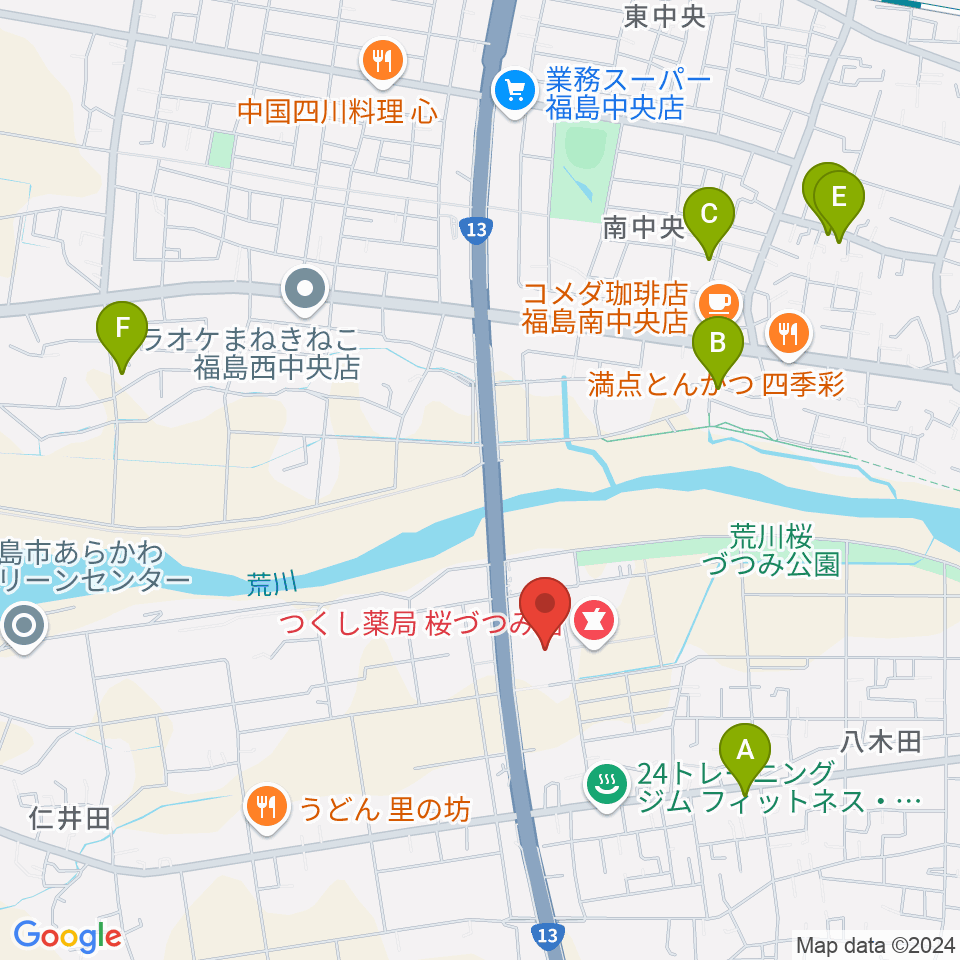 福島トヨタクラウンアリーナ周辺の駐車場・コインパーキング一覧地図