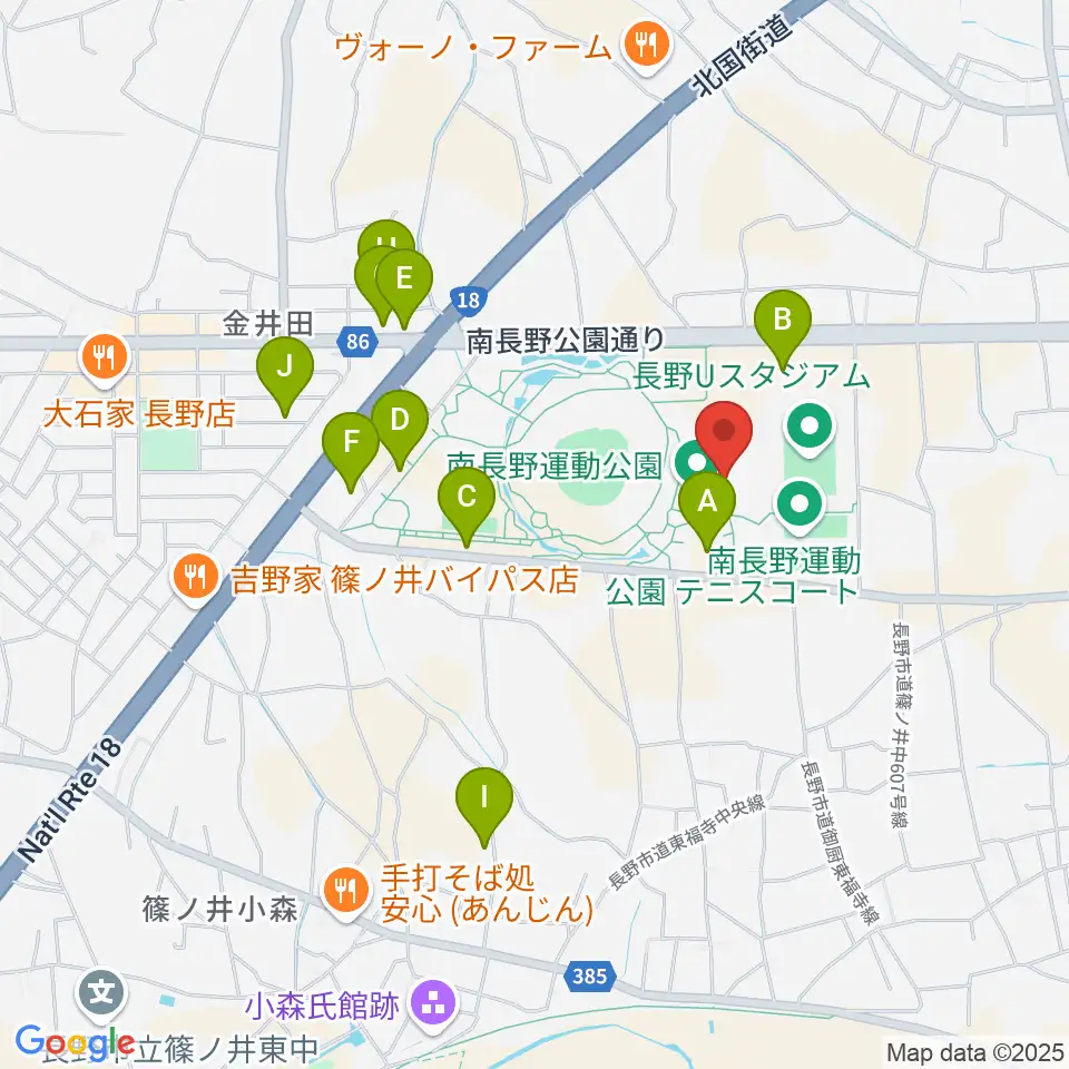 南長野運動公園体育館周辺の駐車場・コインパーキング一覧地図
