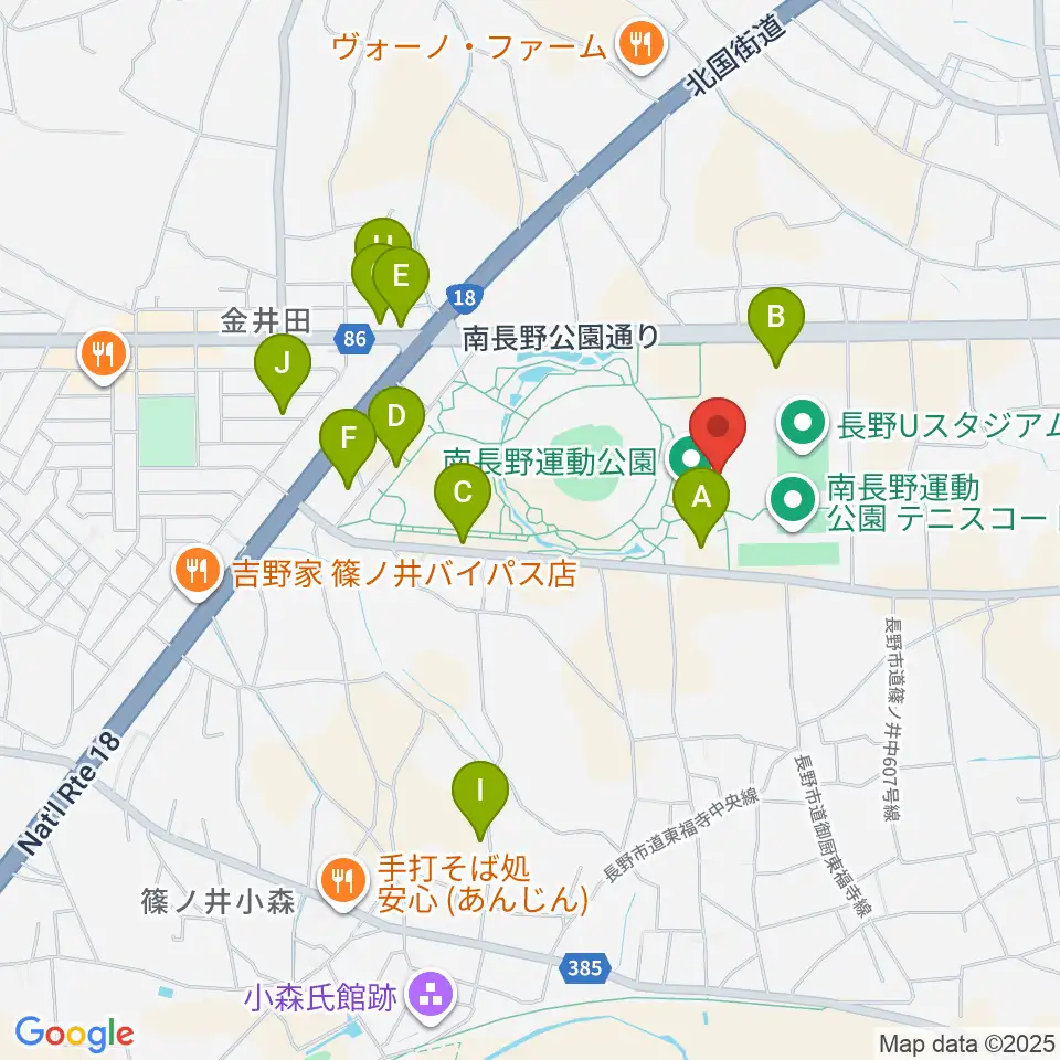 南長野運動公園体育館周辺の駐車場・コインパーキング一覧地図