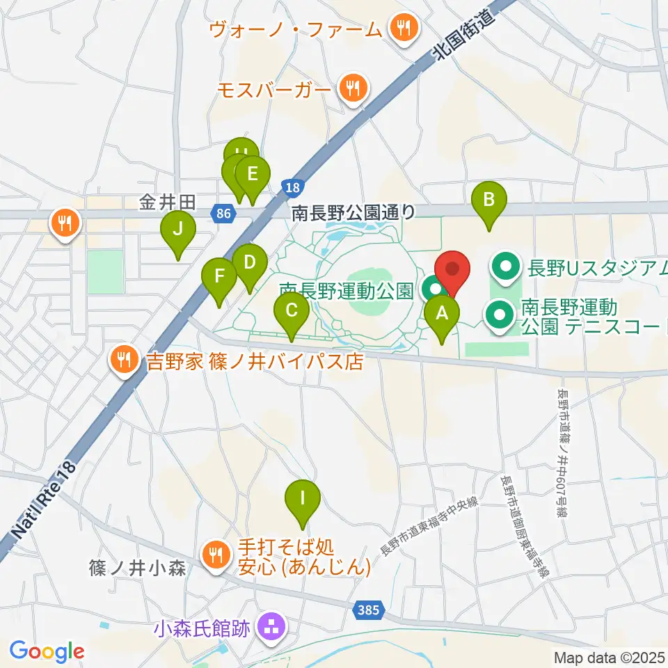 南長野運動公園体育館周辺の駐車場・コインパーキング一覧地図