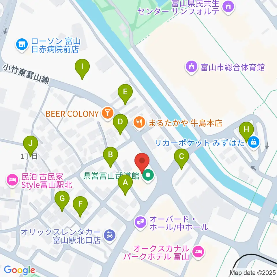 県営富山武道館周辺の駐車場・コインパーキング一覧地図