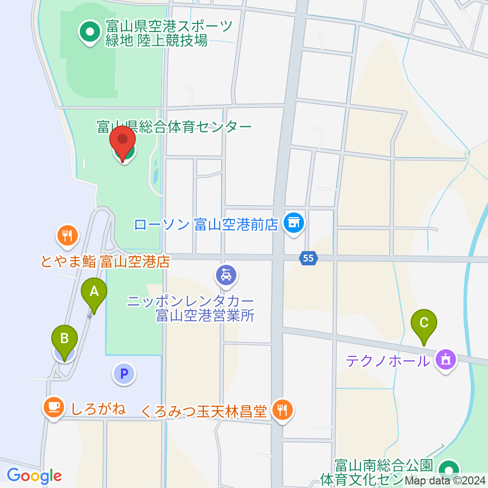 富山県総合体育センター周辺の駐車場・コインパーキング一覧地図