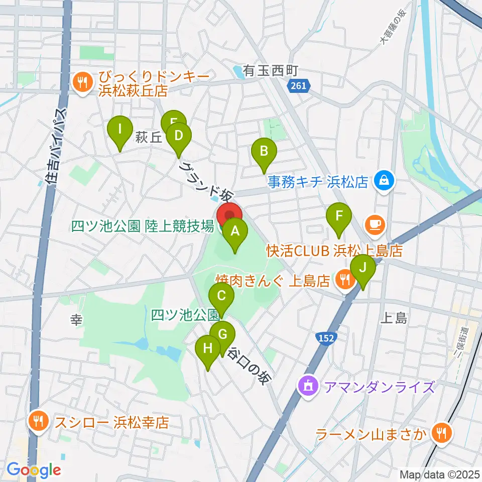 四ツ池公園陸上競技場周辺の駐車場・コインパーキング一覧地図