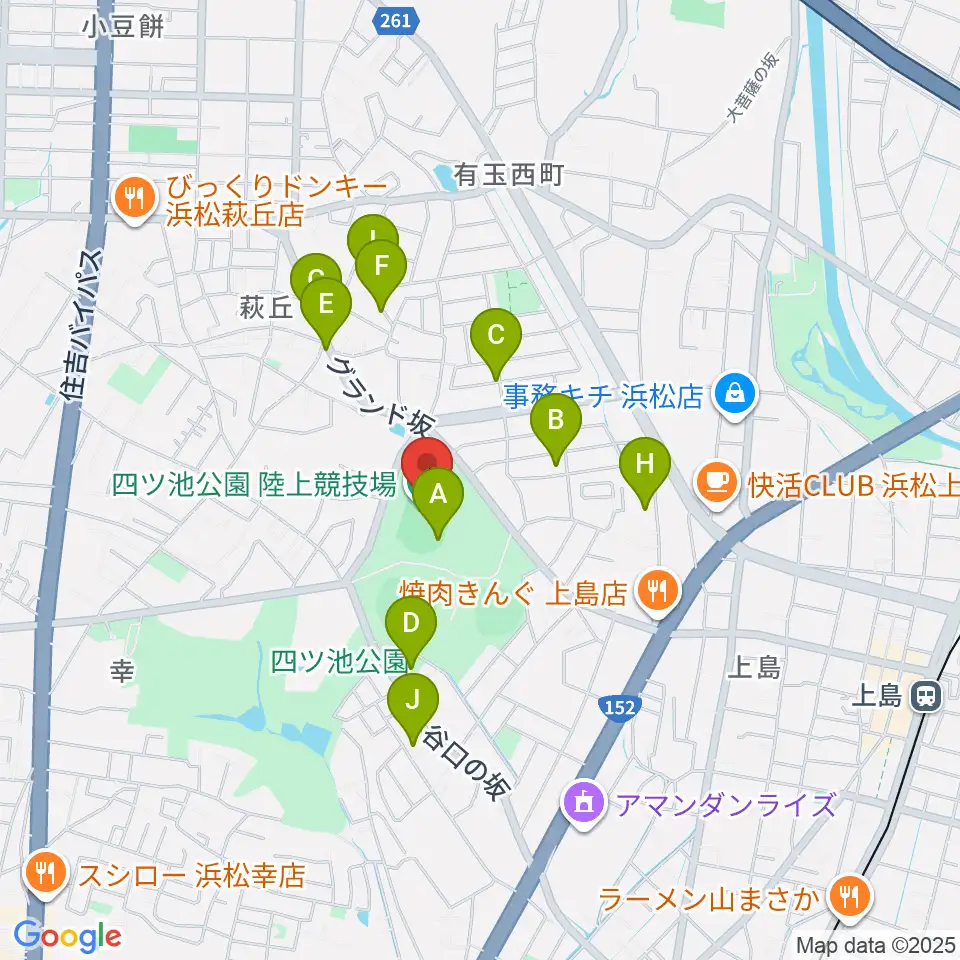 四ツ池公園陸上競技場周辺の駐車場・コインパーキング一覧地図
