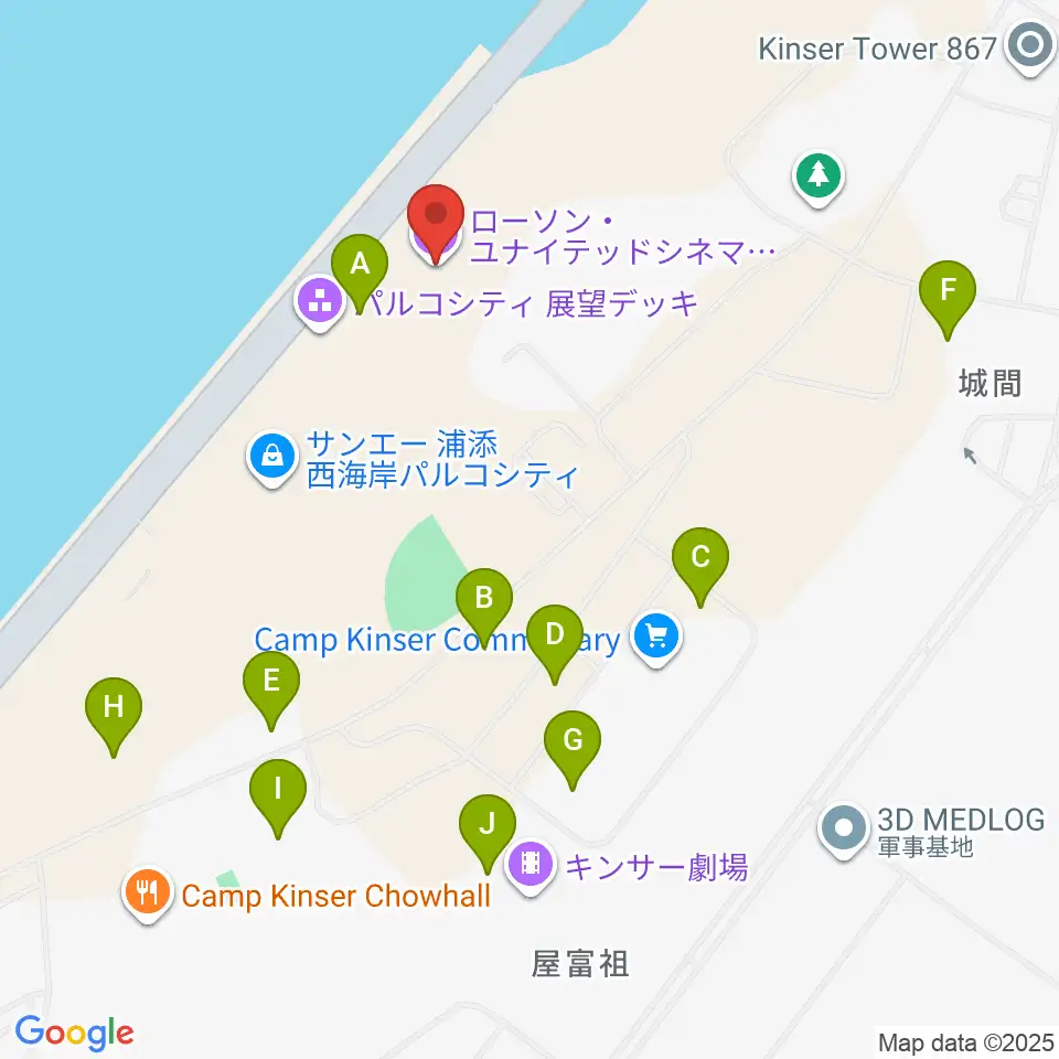 ローソン・ユナイテッドシネマPARCO CITY浦添周辺の駐車場・コインパーキング一覧地図