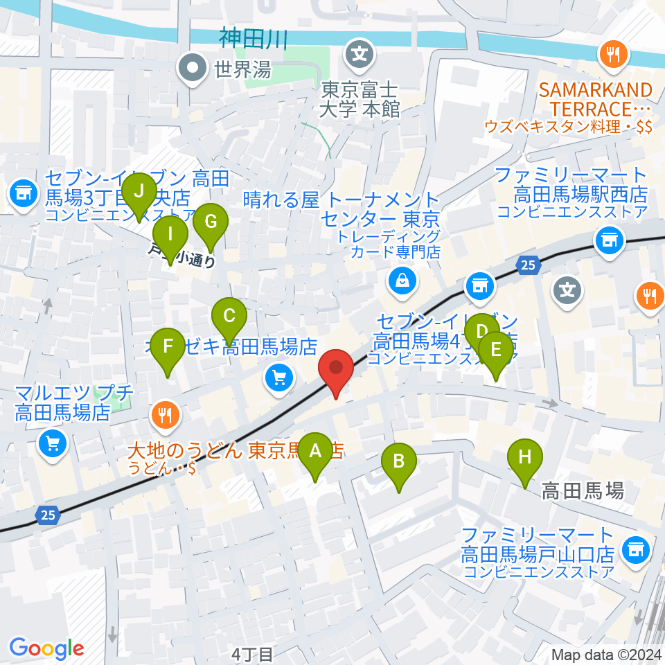 高田馬場フェリーハ音楽教室周辺の駐車場・コインパーキング一覧地図