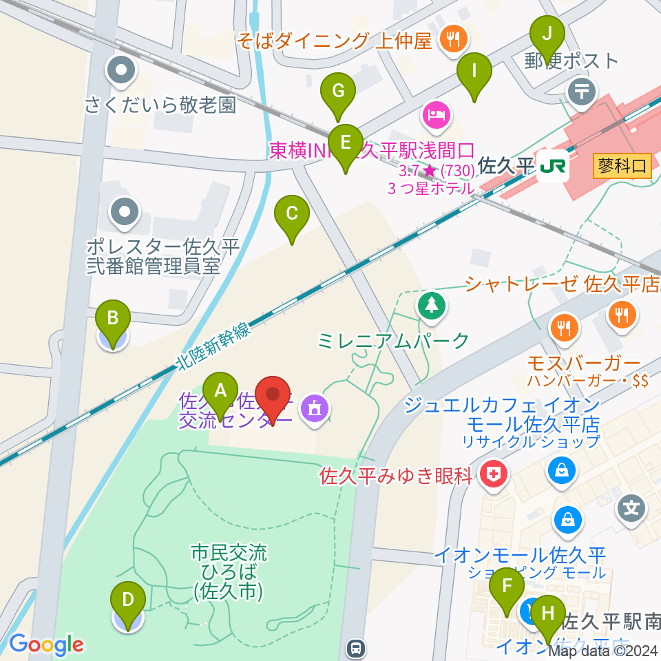 佐久平交流センター周辺の駐車場・コインパーキング一覧地図