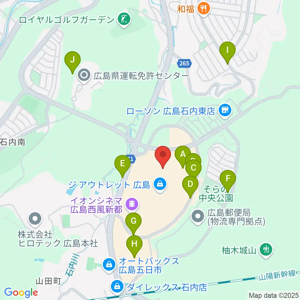 島村楽器アウトレット広島店周辺の駐車場・コインパーキング一覧地図