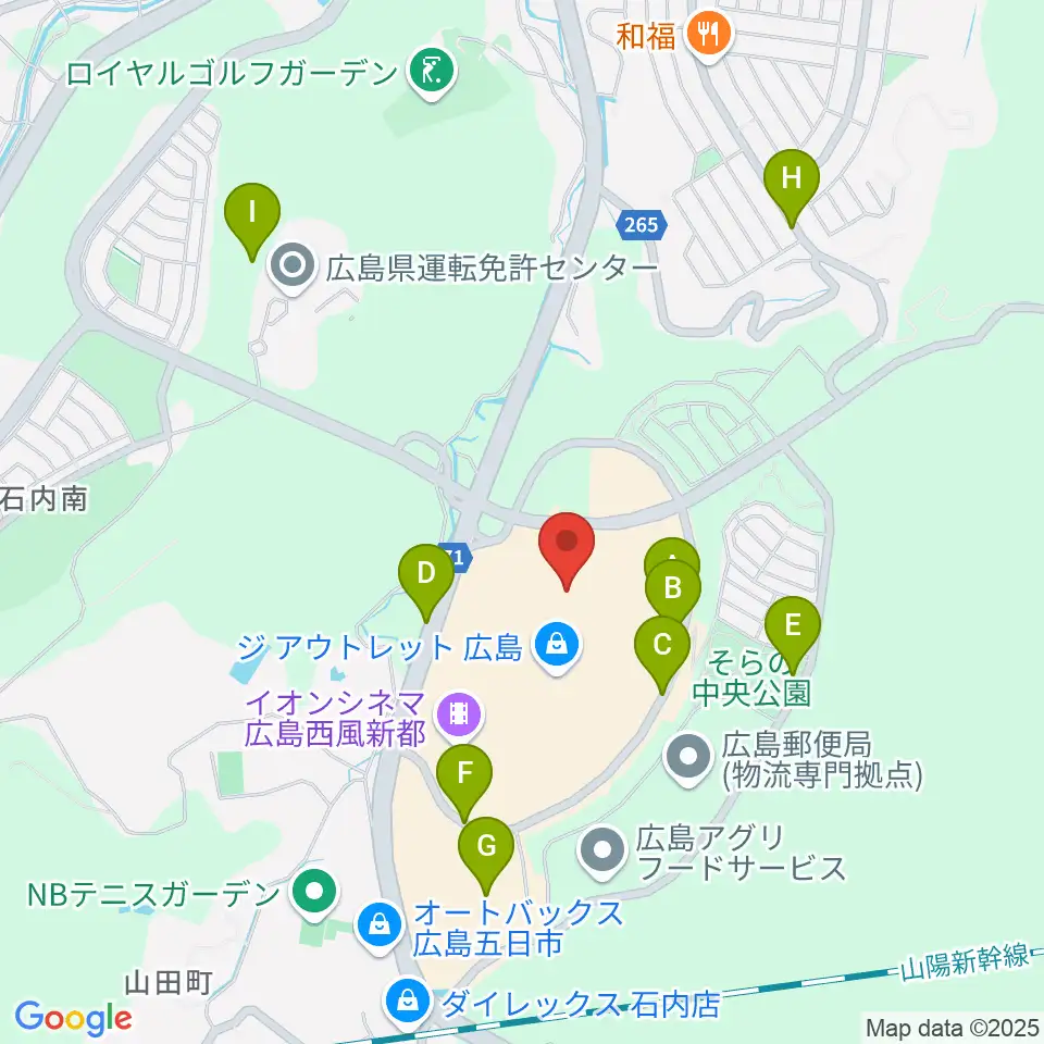 島村楽器アウトレット広島店周辺の駐車場・コインパーキング一覧地図