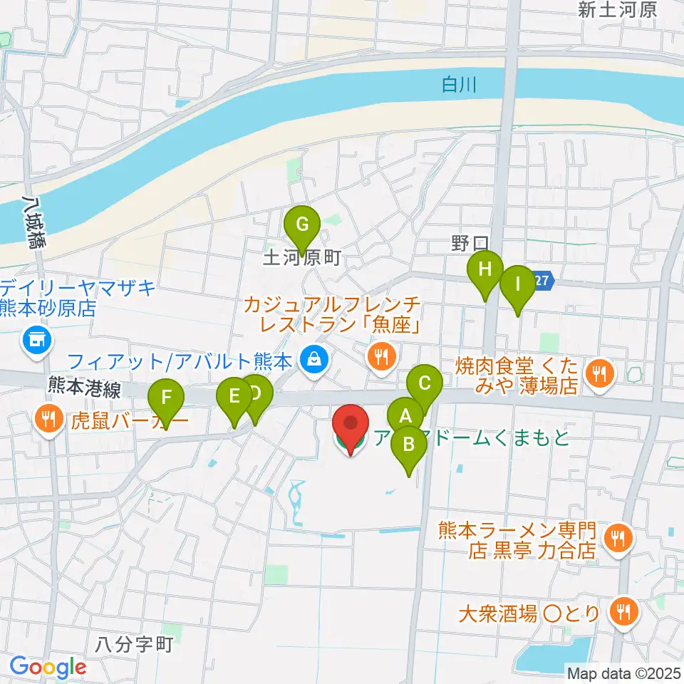 アクアドームくまもと周辺の駐車場・コインパーキング一覧地図