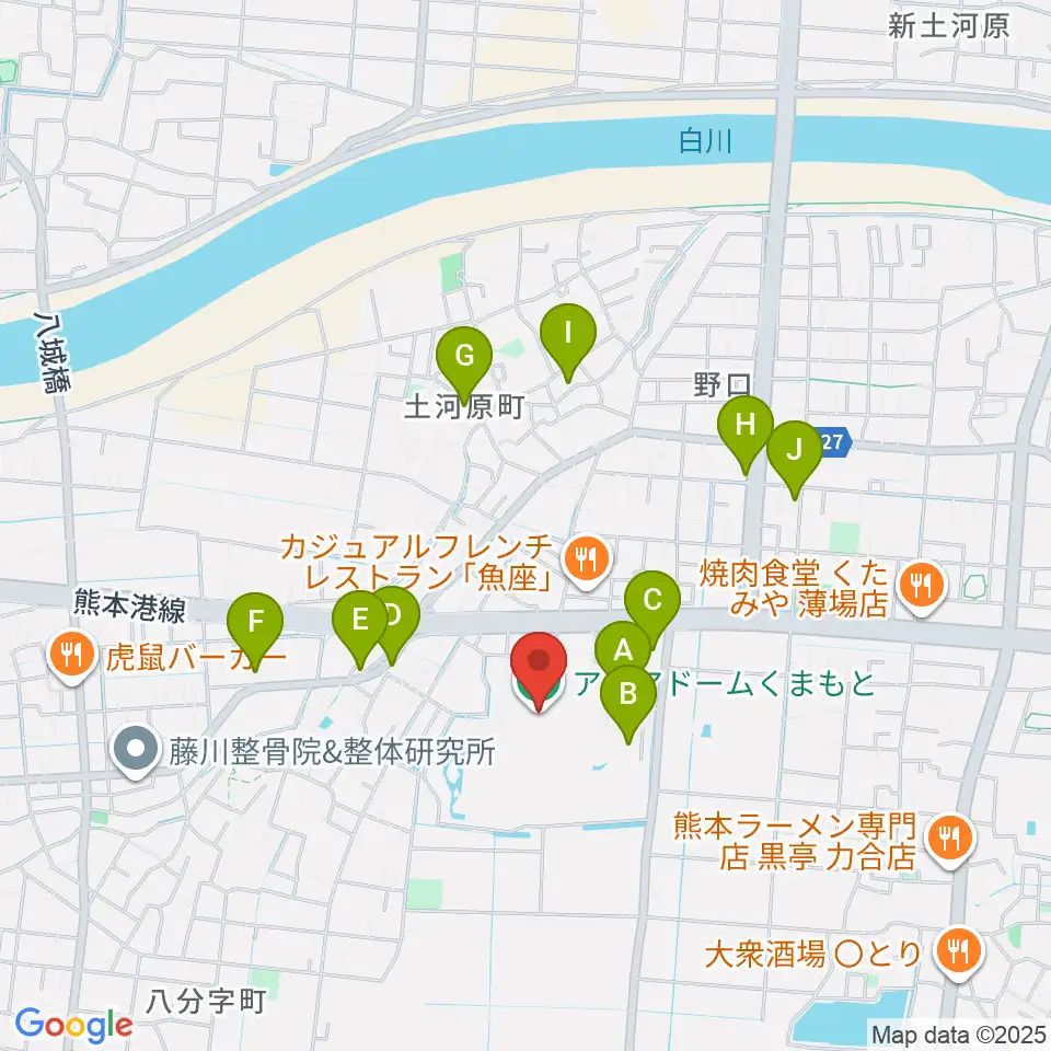 アクアドームくまもと周辺の駐車場・コインパーキング一覧地図