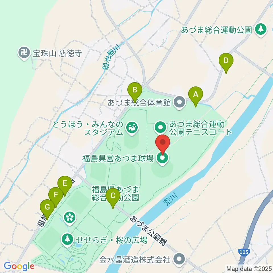 福島県営あづま球場周辺の駐車場・コインパーキング一覧地図