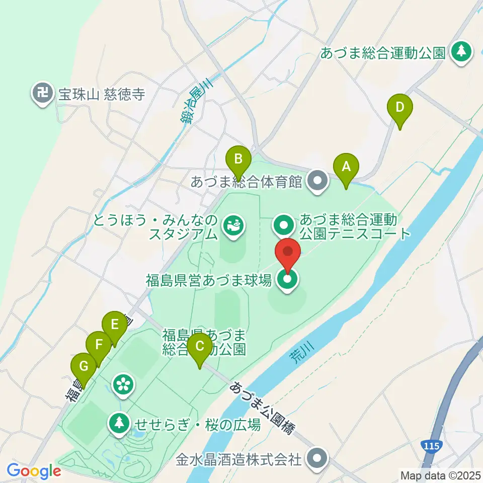 福島県営あづま球場周辺の駐車場・コインパーキング一覧地図