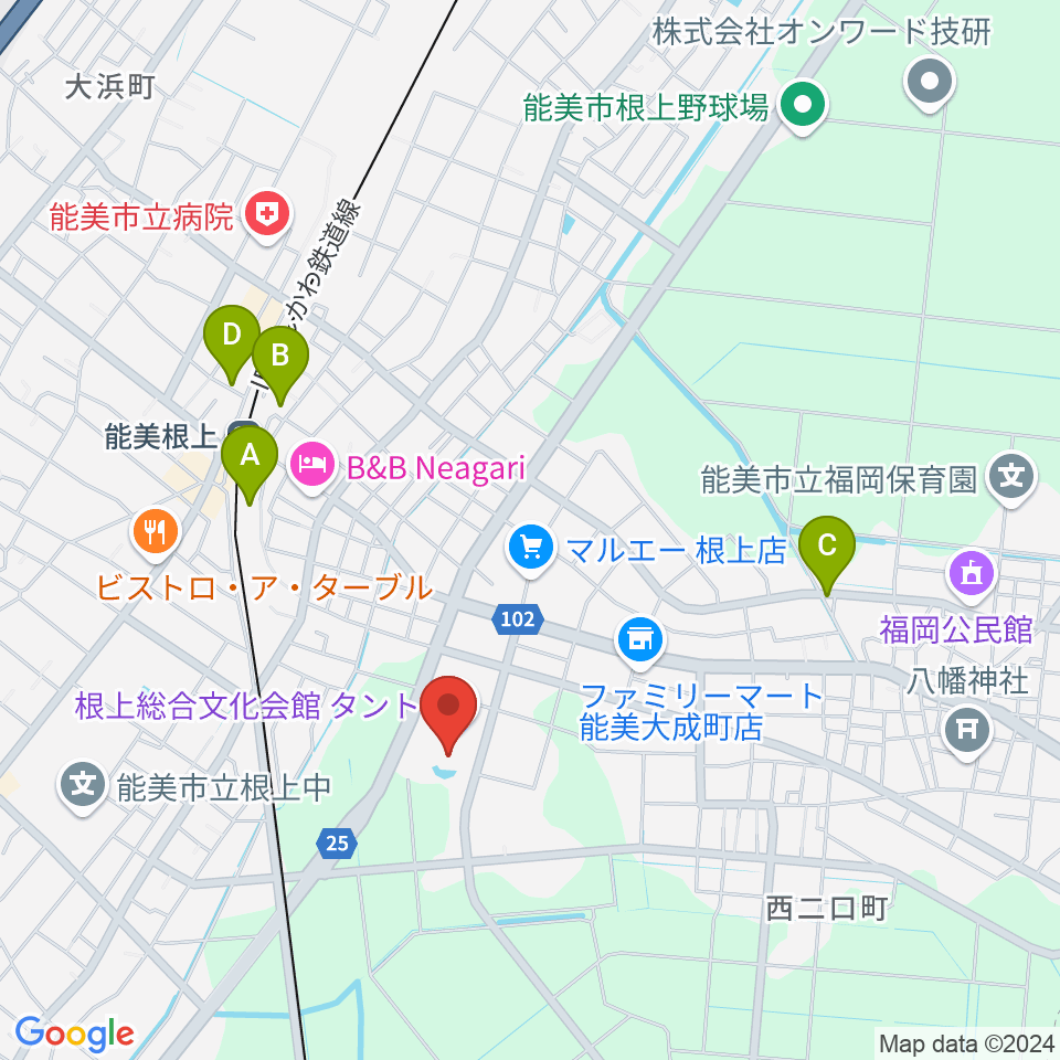 根上総合文化会館タント周辺の駐車場・コインパーキング一覧地図