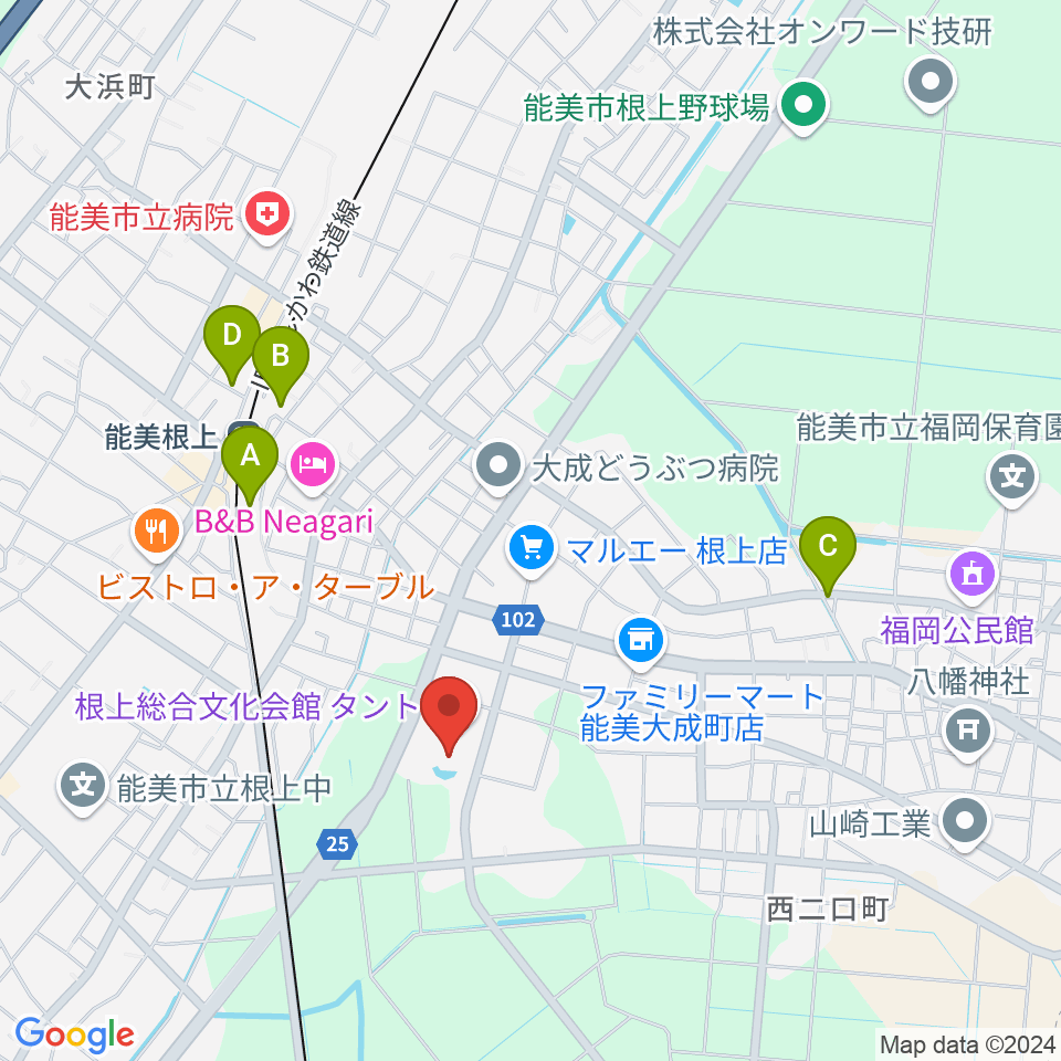 根上総合文化会館タント周辺の駐車場・コインパーキング一覧地図