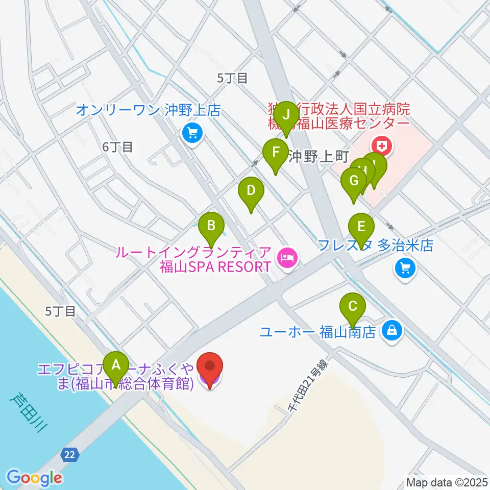 エフピコアリーナふくやま周辺の駐車場・コインパーキング一覧地図