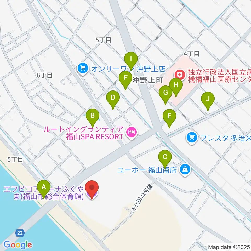 エフピコアリーナふくやま周辺の駐車場・コインパーキング一覧地図