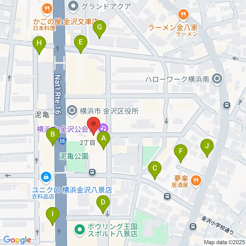 横浜市金沢公会堂周辺の駐車場・コインパーキング一覧地図