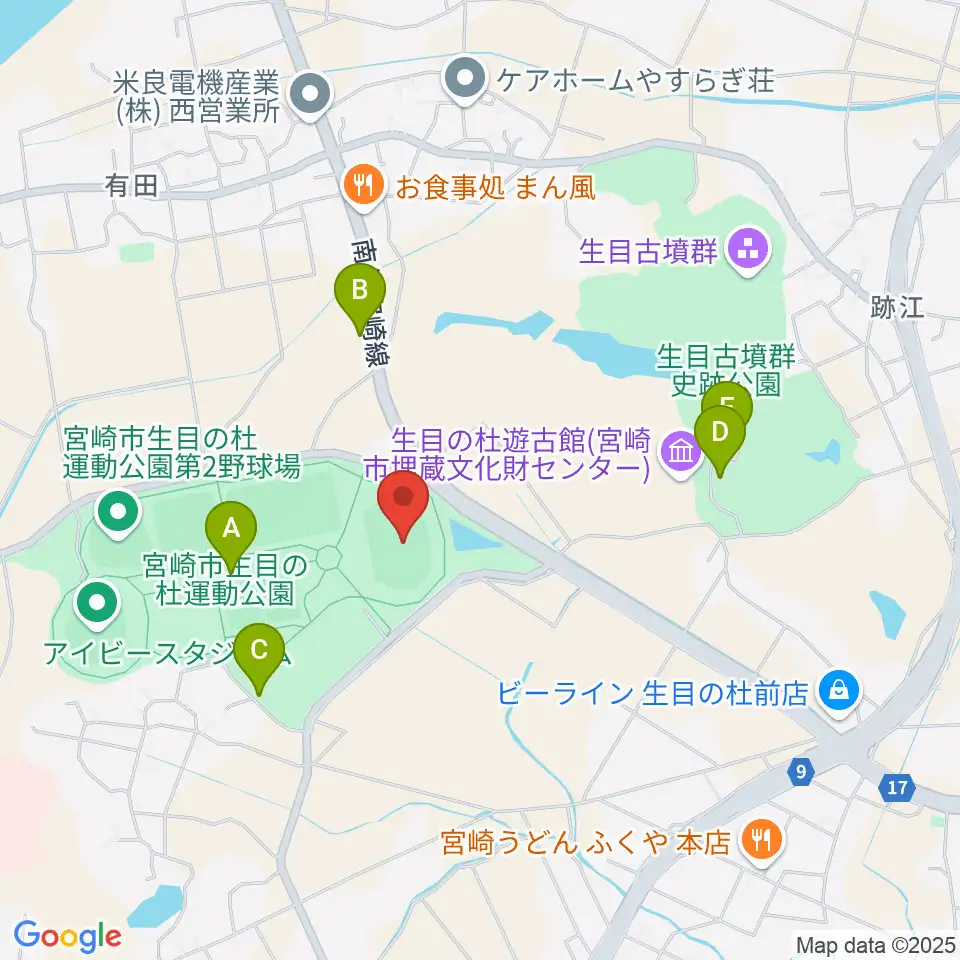 生目の杜運動公園陸上競技場周辺の駐車場・コインパーキング一覧地図