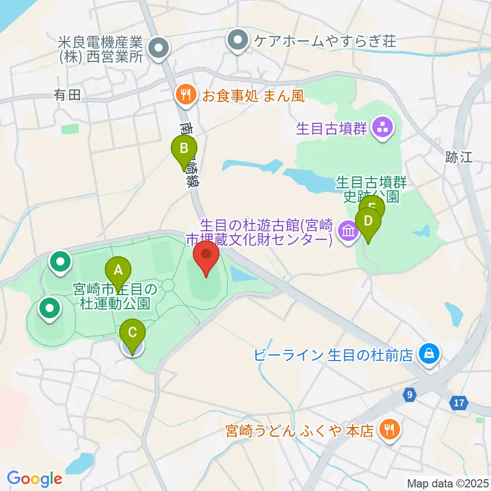 生目の杜運動公園陸上競技場周辺の駐車場・コインパーキング一覧地図