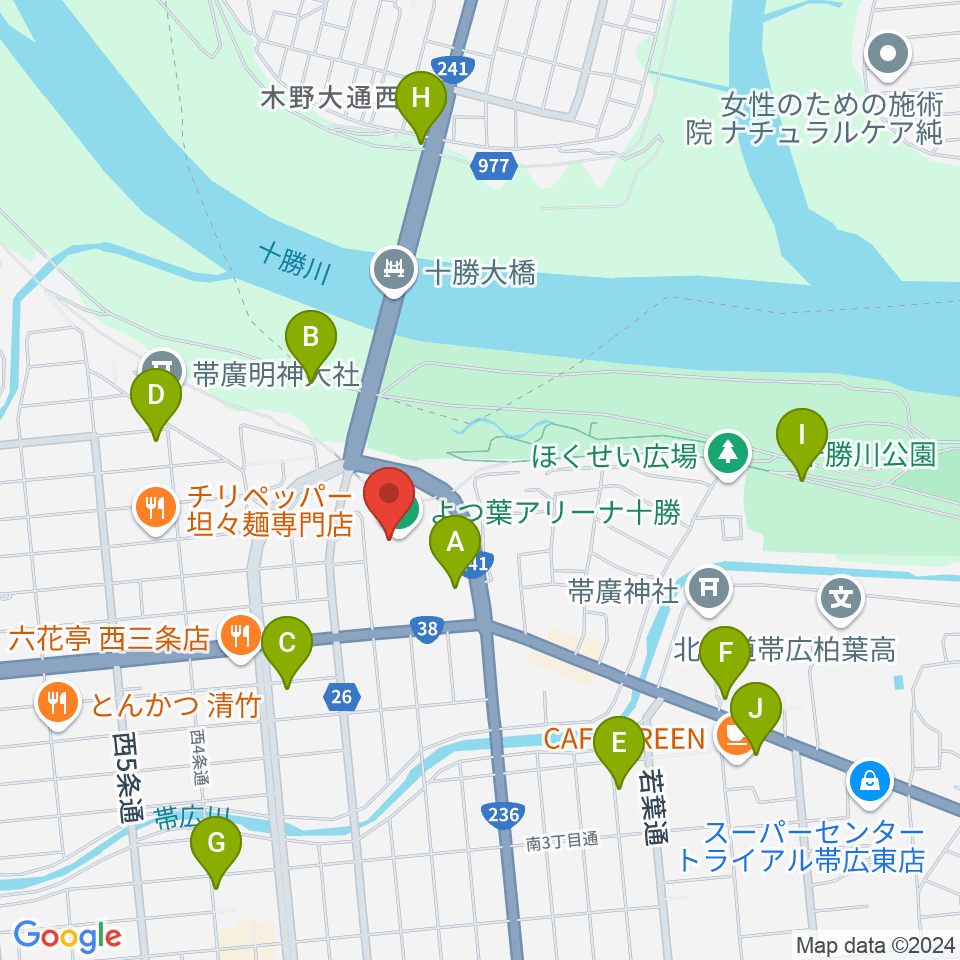 よつ葉アリーナ十勝周辺の駐車場・コインパーキング一覧地図