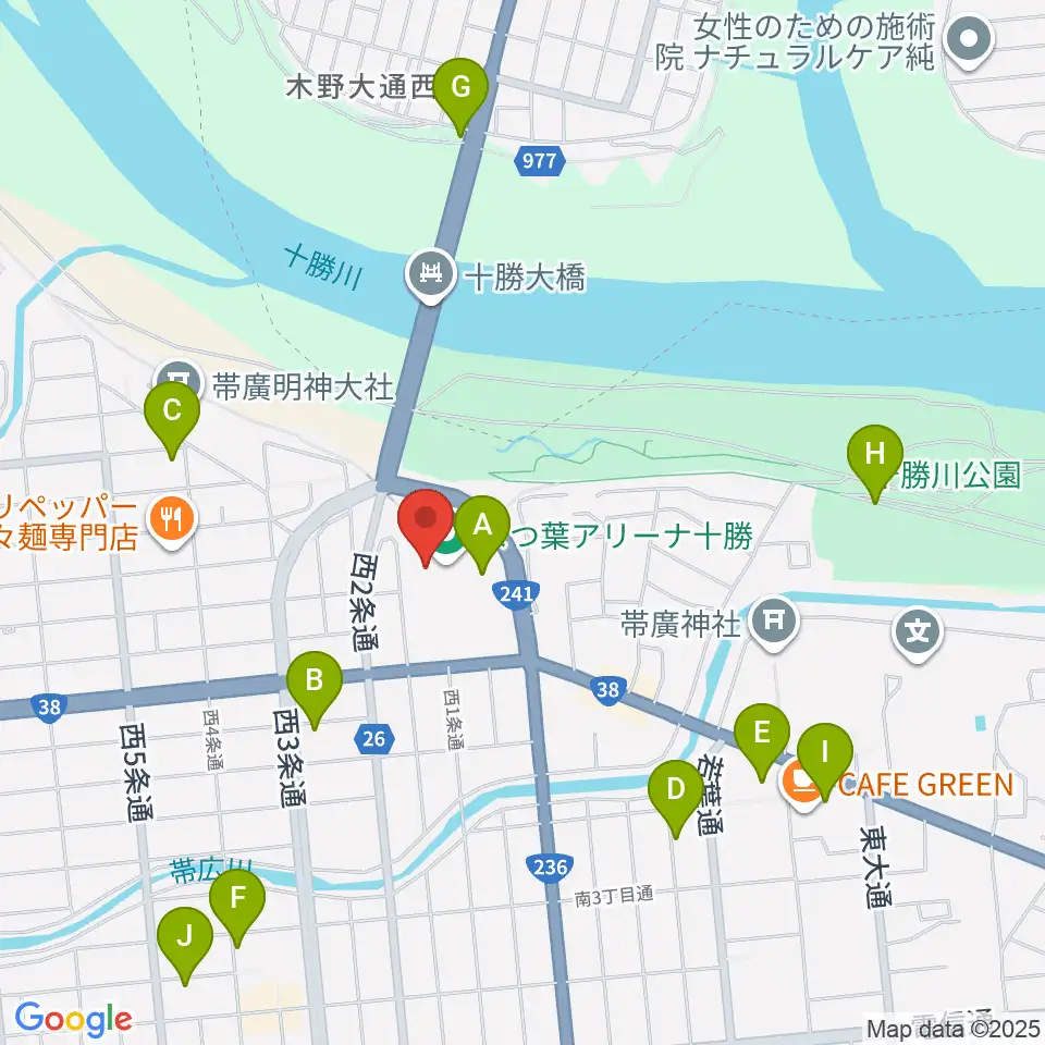 よつ葉アリーナ十勝周辺の駐車場・コインパーキング一覧地図