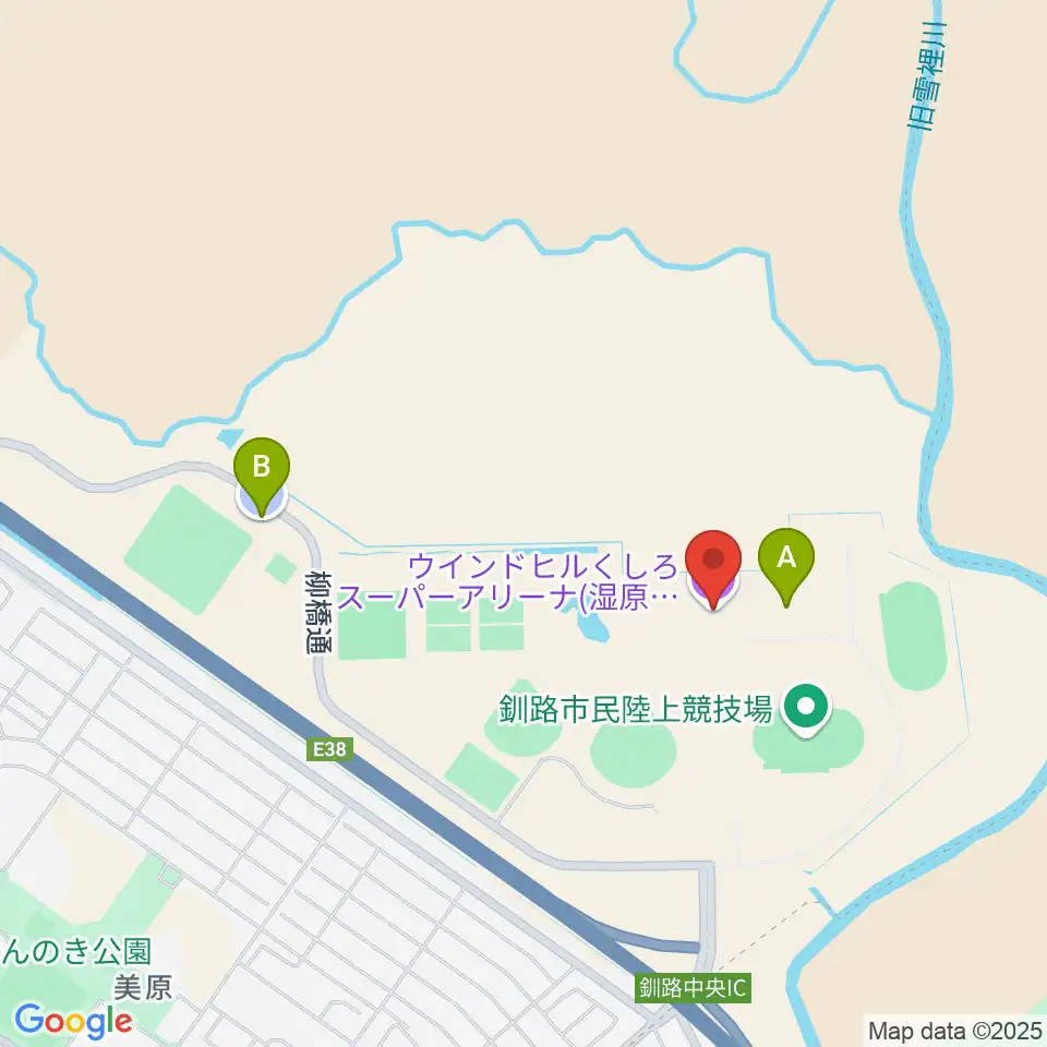 ウインドヒルくしろスーパーアリーナ周辺の駐車場・コインパーキング一覧地図