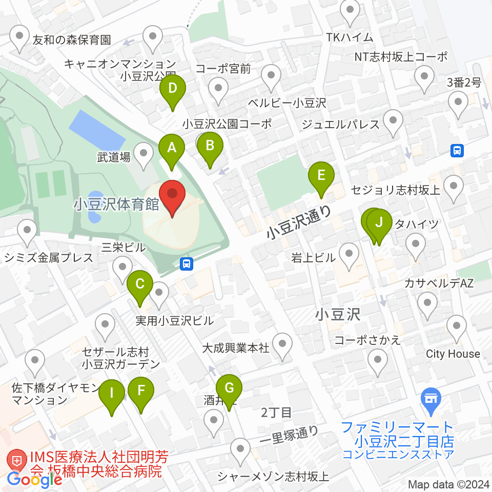 小豆沢体育館周辺の駐車場・コインパーキング一覧地図