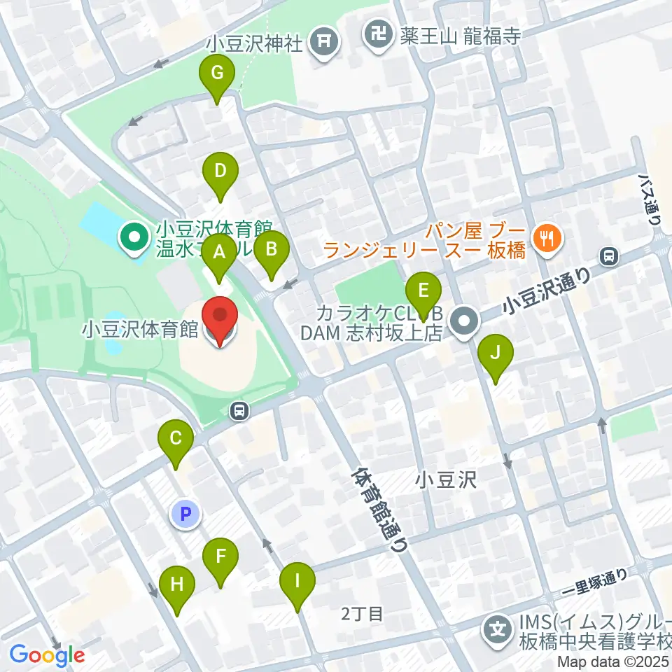 小豆沢体育館周辺の駐車場・コインパーキング一覧地図