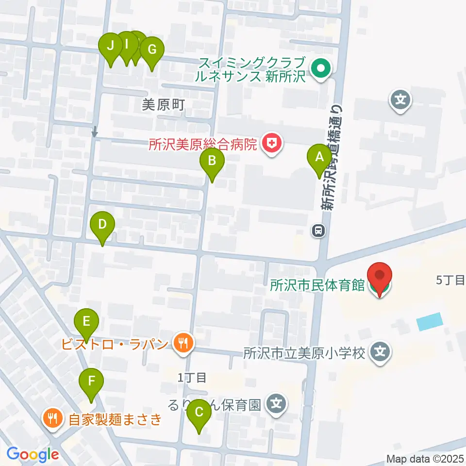 所沢市民体育館周辺の駐車場・コインパーキング一覧地図