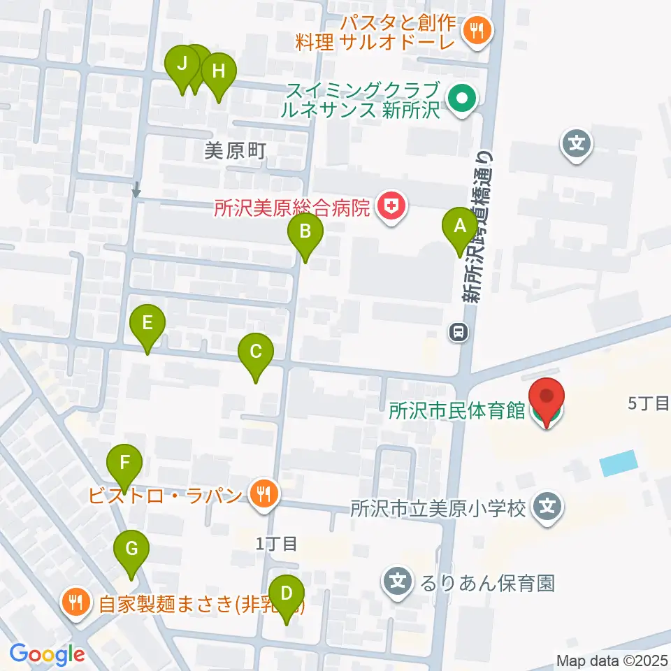 所沢市民体育館周辺の駐車場・コインパーキング一覧地図