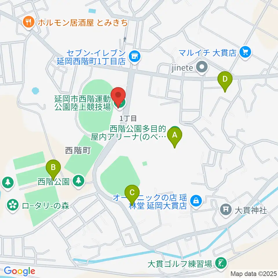 延岡市西階総合運動公園陸上競技場周辺の駐車場・コインパーキング一覧地図