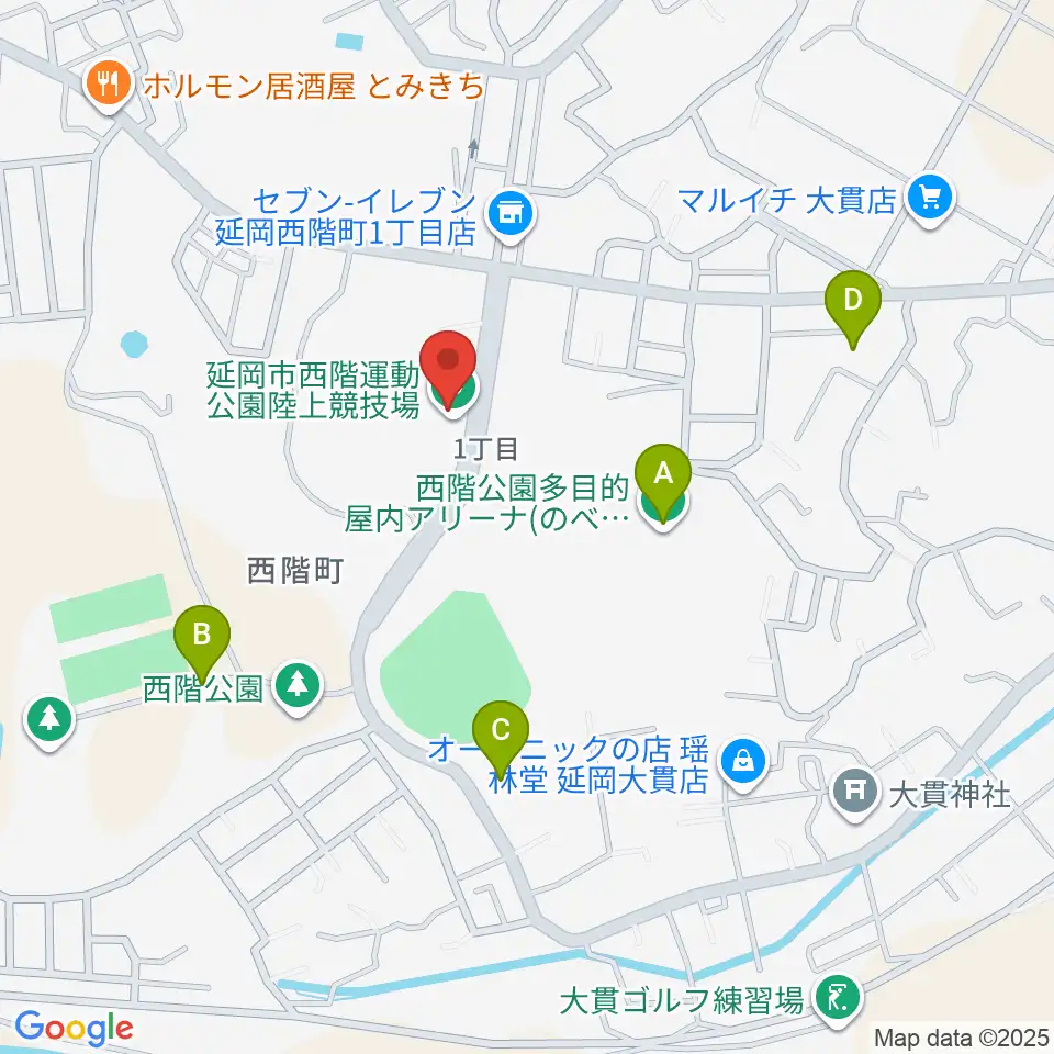 延岡市西階総合運動公園陸上競技場周辺の駐車場・コインパーキング一覧地図