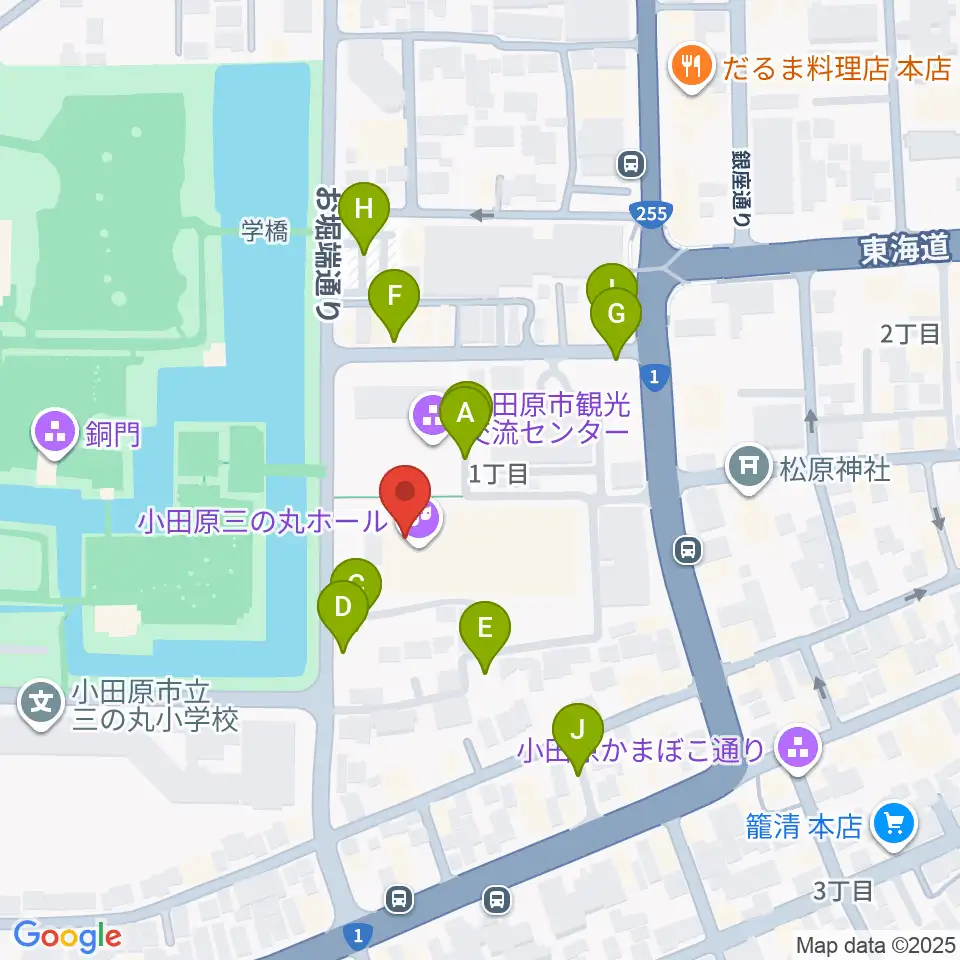 小田原三の丸ホール周辺の駐車場・コインパーキング一覧地図