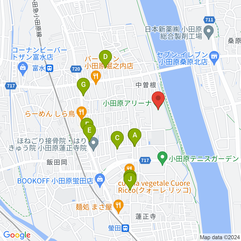 小田原アリーナ周辺の駐車場・コインパーキング一覧地図